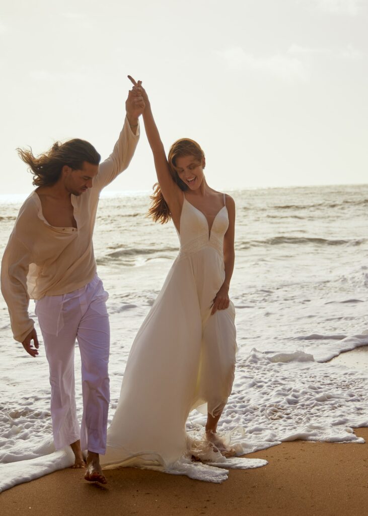 Beach wedding dress by GBS Herve Paris