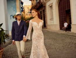 Long sleeve wedding dress by GBS Herve Paris