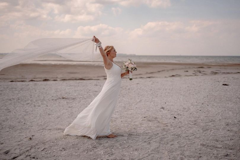 Beach wedding dress from GBS Herve Paris