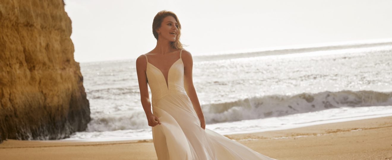 Beach wedding dress by GBS Herve Paris