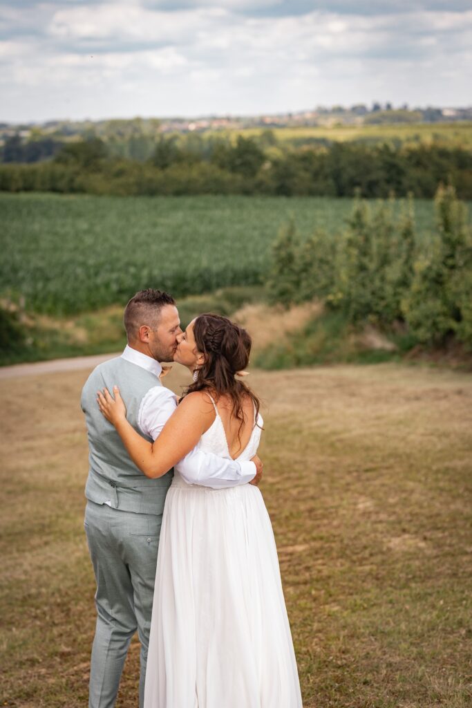 Low back wedding dress by GBS Herve Paris