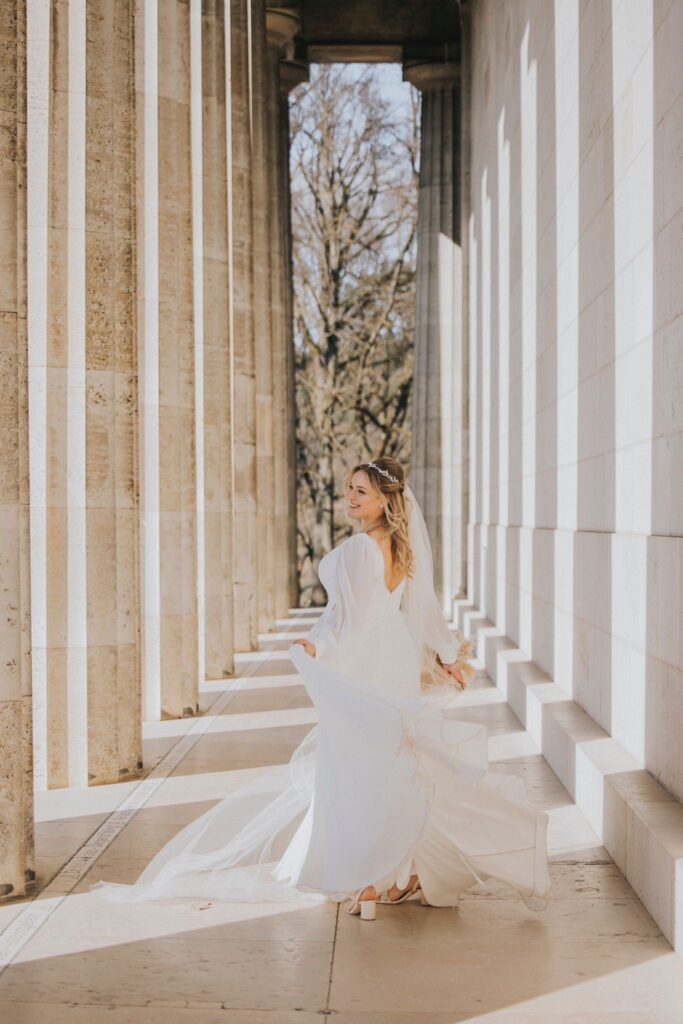 Boho wedding dress with cutouts