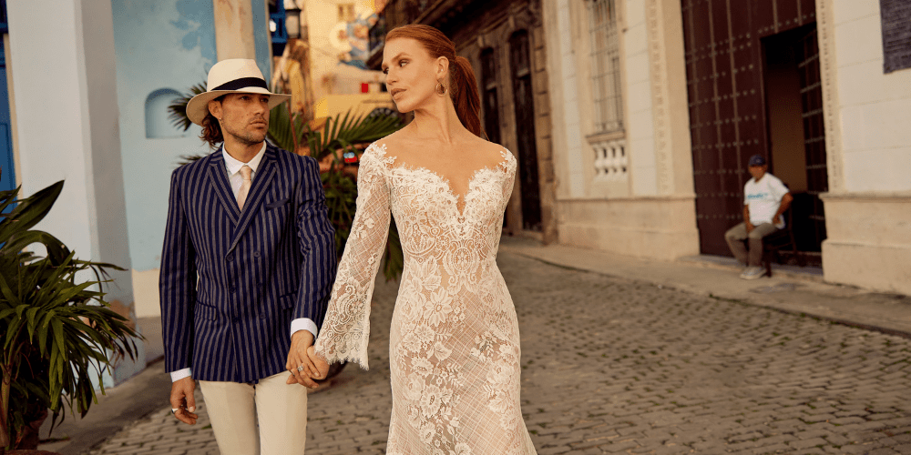 Lace wedding dress with long sleeves